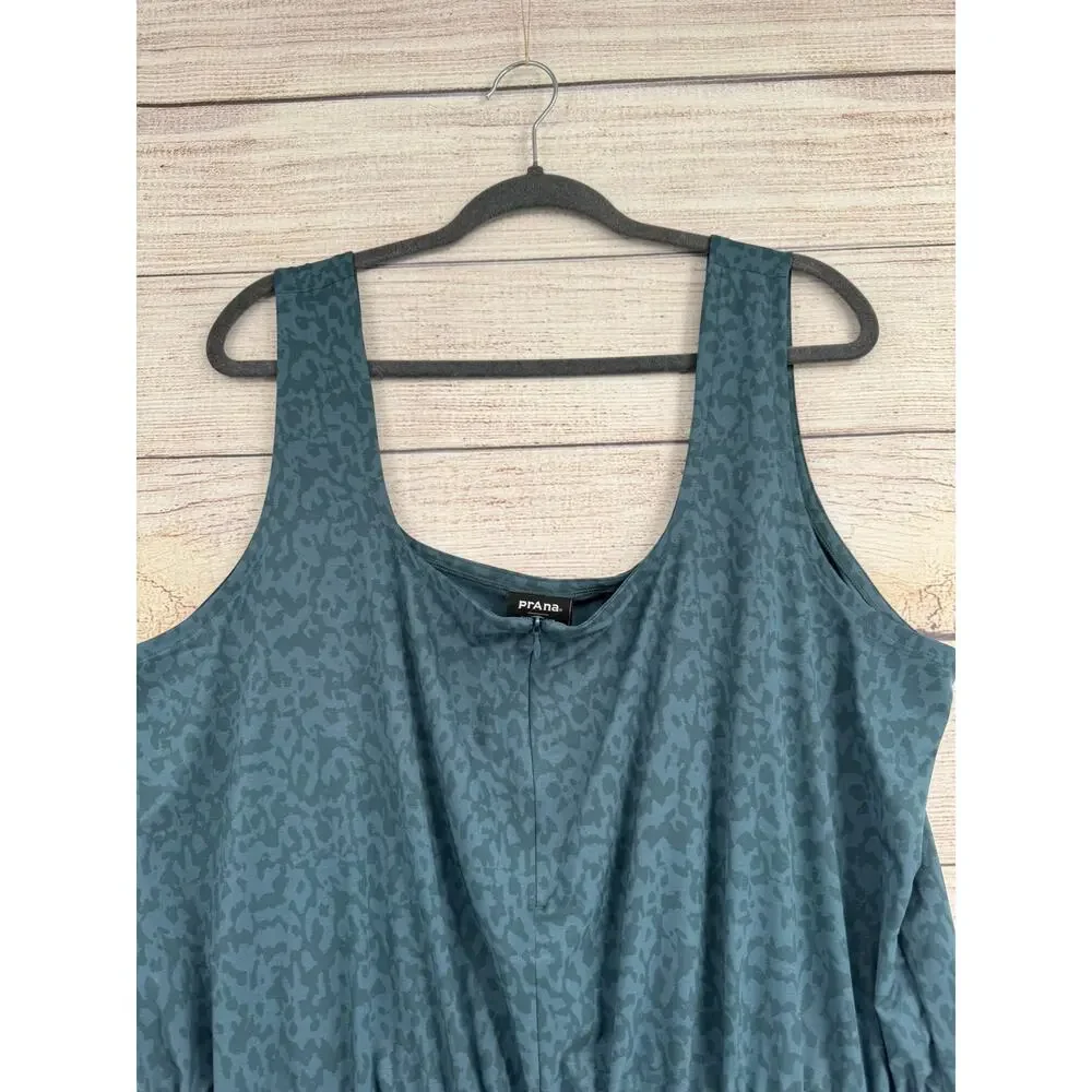prAna Rallay Romper Womens XL Bluefin Wild Blue Animal Print UPF Hybrid NEW‎